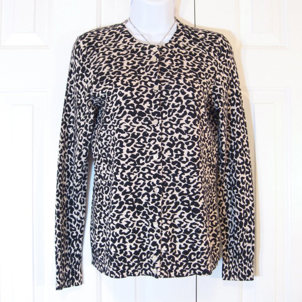 J. Crew | 'Caryn' Animal Printed Cotton Cardigan - Picture 2 of 9
